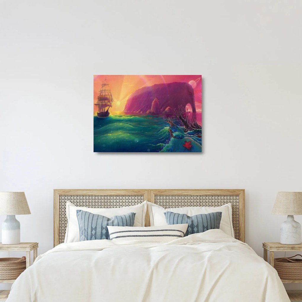 Obraz na szkle - Obraz na szkle olejny, Podróż do fantastycznego królestwa (70x50 cm)