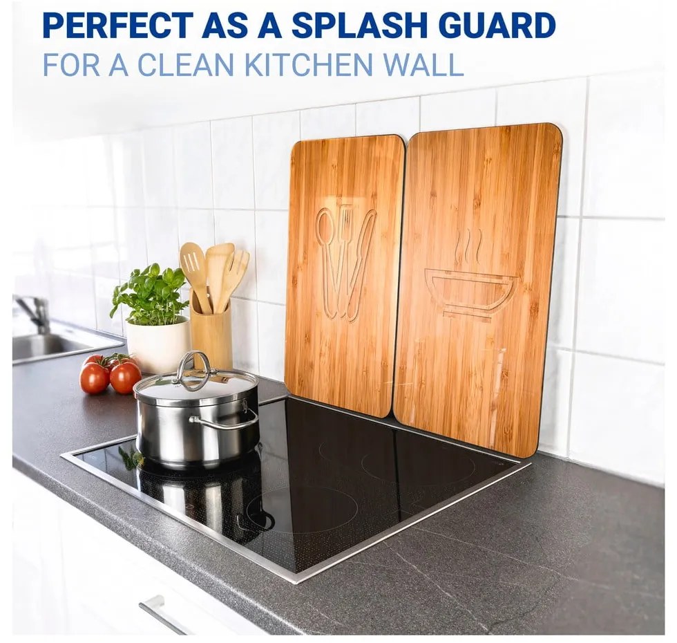 Zestaw 2 szklanych płyt ochronnych na kuchenkę Wenko Lunch, 52x30 cm