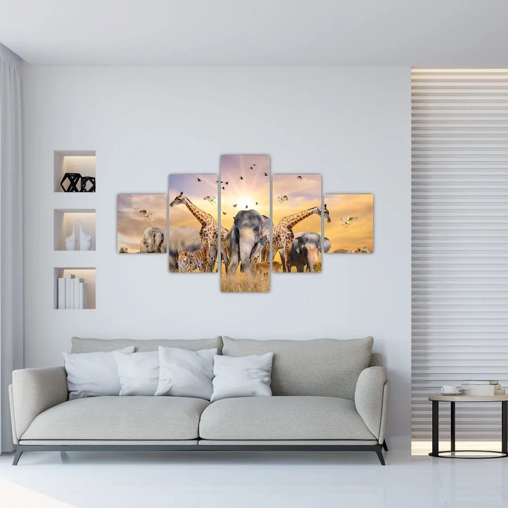 Obraz - Afrykańskie zwierzęta (125x70 cm)
