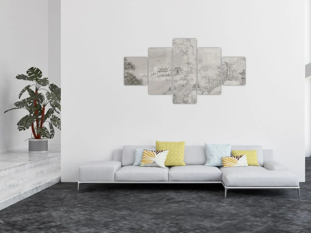Obraz - Chiński krajobraz (125x70 cm)