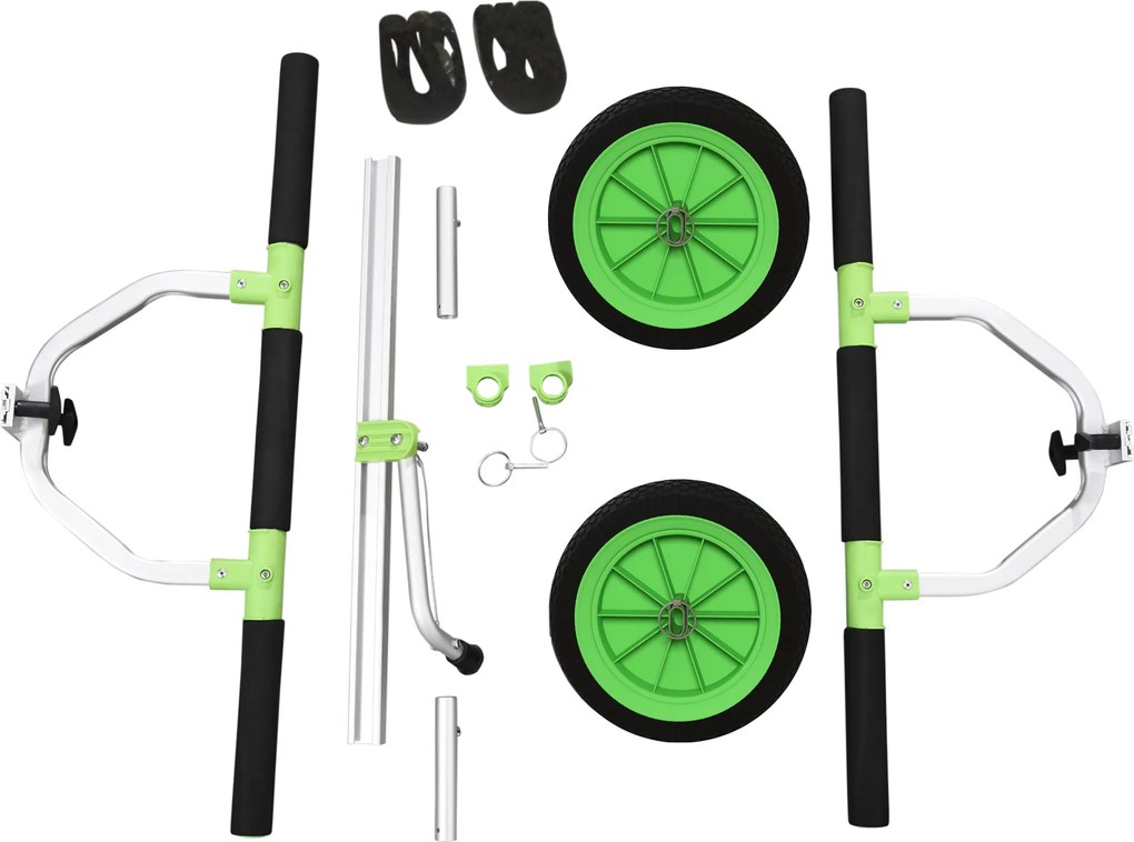 SPORTNOW Wózek do łodzi, regulowana szerokość, nośność do 100 kg, aluminium, czarno-zielony, 79 x 72,5 x 42 cm