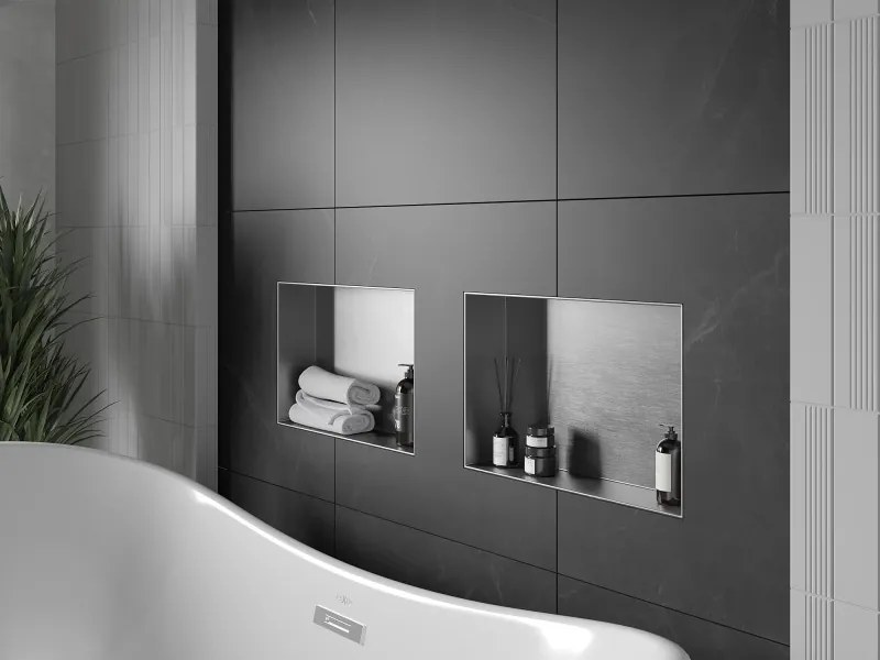 Mexen X-Wall-NR półka wnękowa bez kołnierza 45 x 30 cm, inox - 1911453010