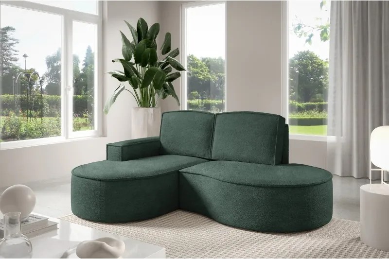 Narożnik MOLLY Lewostronny bez funkcji spania, wolnostojący tkanina ABRIAMO 09 Zielony