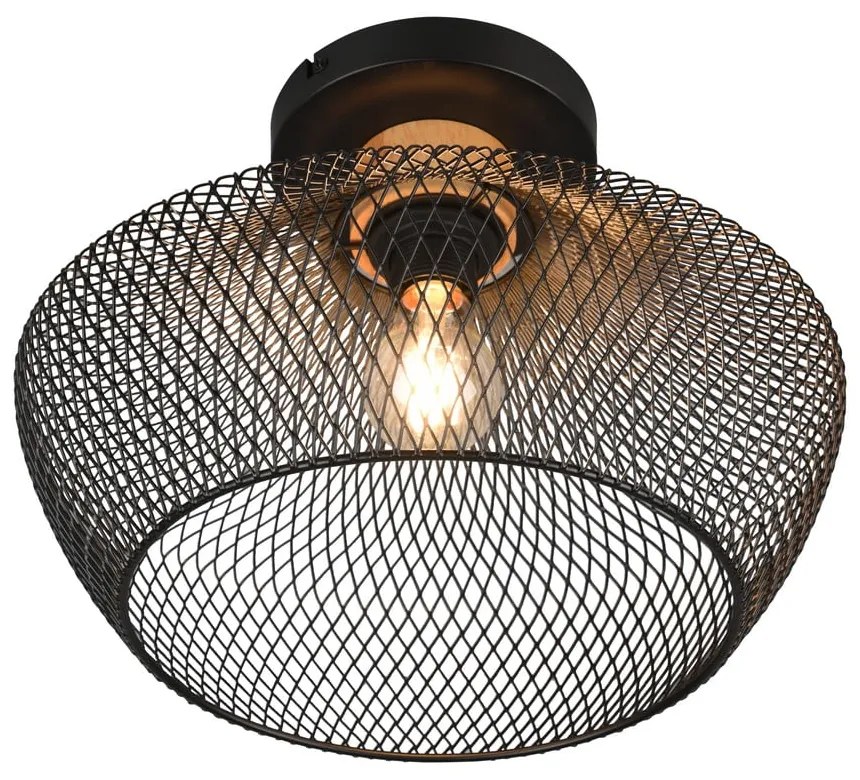 Czarna lampa sufitowa z metalowym kloszem ø 35 cm Valeria – Trio