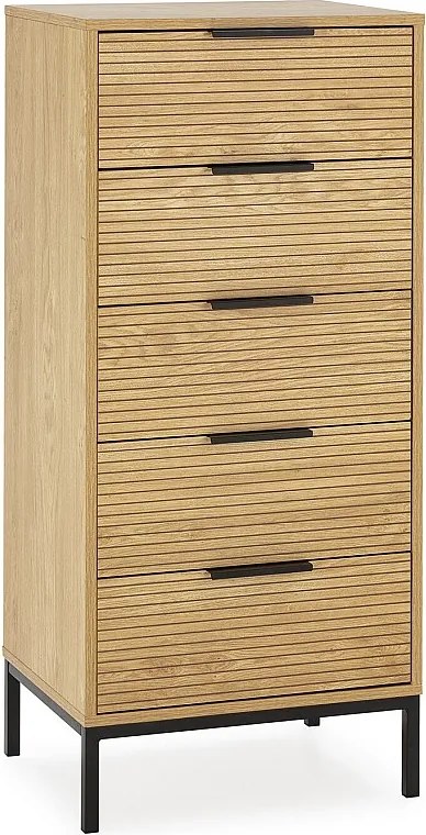 Szafka kolumnowa z pięcioma szufladami w kolorze drewna Monica.