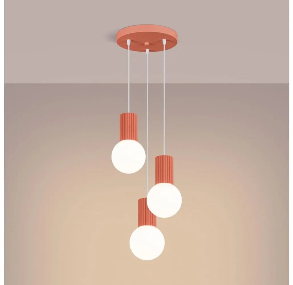 Sollux SL.1755 - Żyrandol na lince HALO 3xG9/8W/230V śr. 25 cm różowy