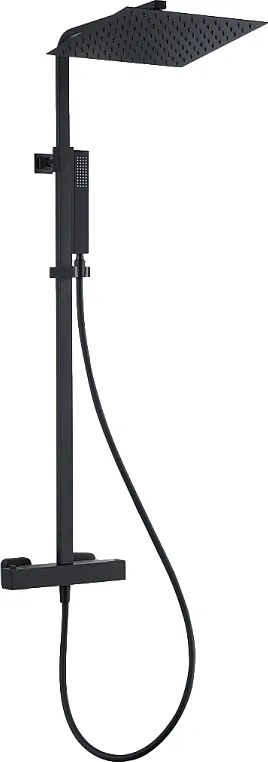Square II kwadratowa kolumna prysznicowa termostatyczna czarna - Essebagno