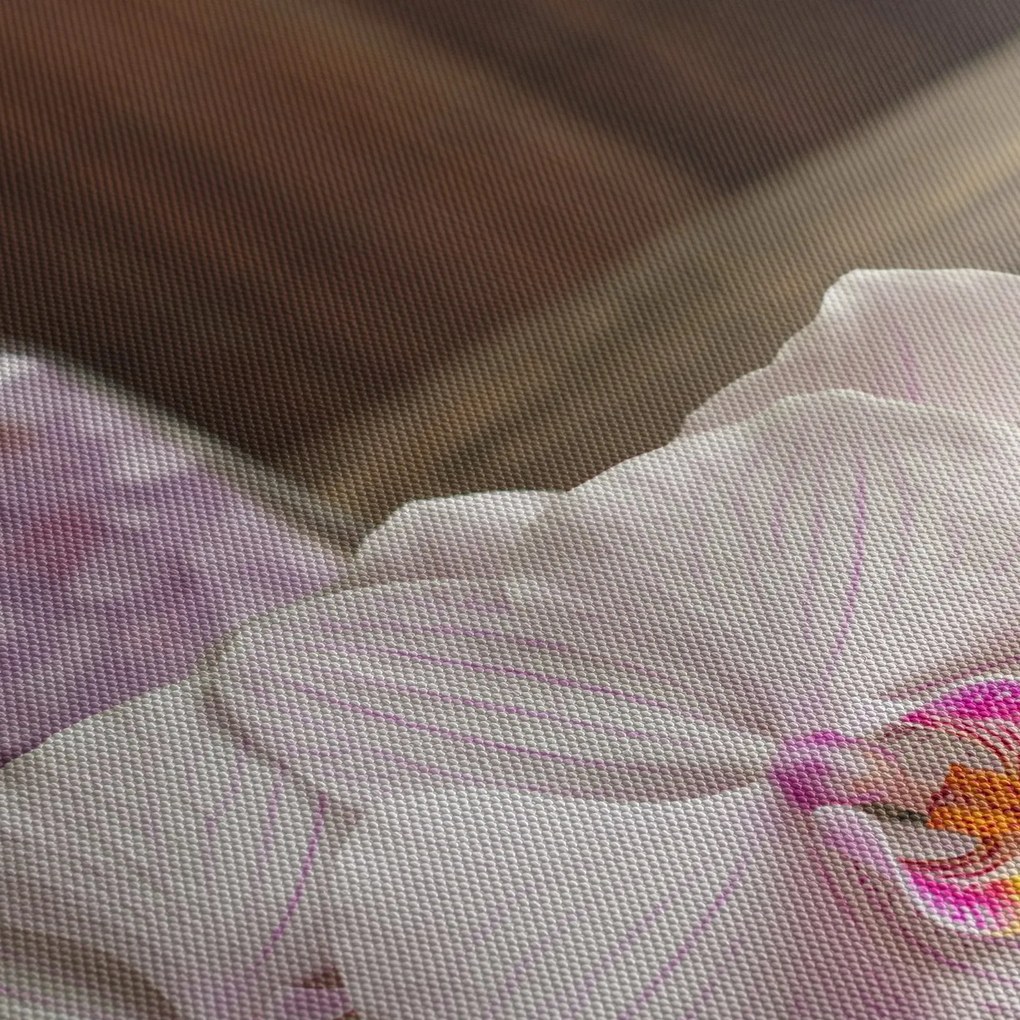Obraz - Świeca i orchidee (z zegarem) (90x30 cm)