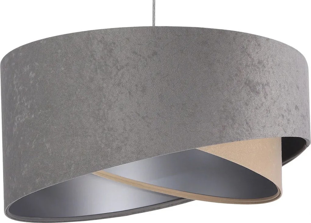Szaro srebrna lampa wisząca z abażurem 3X EX987 W8-R01