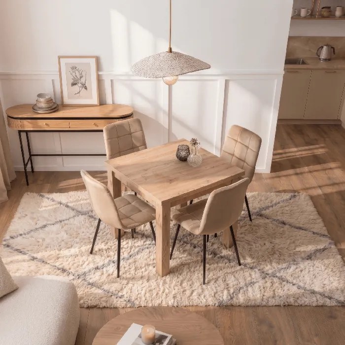 Stół Kwadratowy Rozkładany MAX 80-160 cm Dąb Artisan Nowoczesny Loft