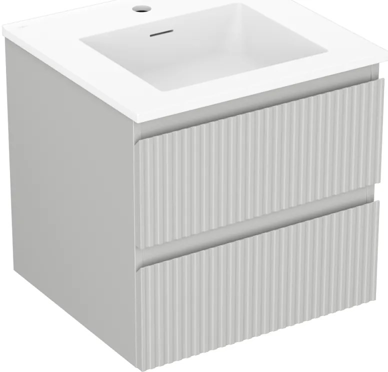Mexen Rivel szafka łazienkowa 50 cm z umywalką Otis, 2 szuflady, ryflowana , szara mat/biała mat - 91A20-05047-2-BFF62-W18M01