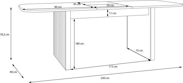 Rozkładany stół jadalniany 180-230 cm z lamelami Jytana 7128, dąb Riva