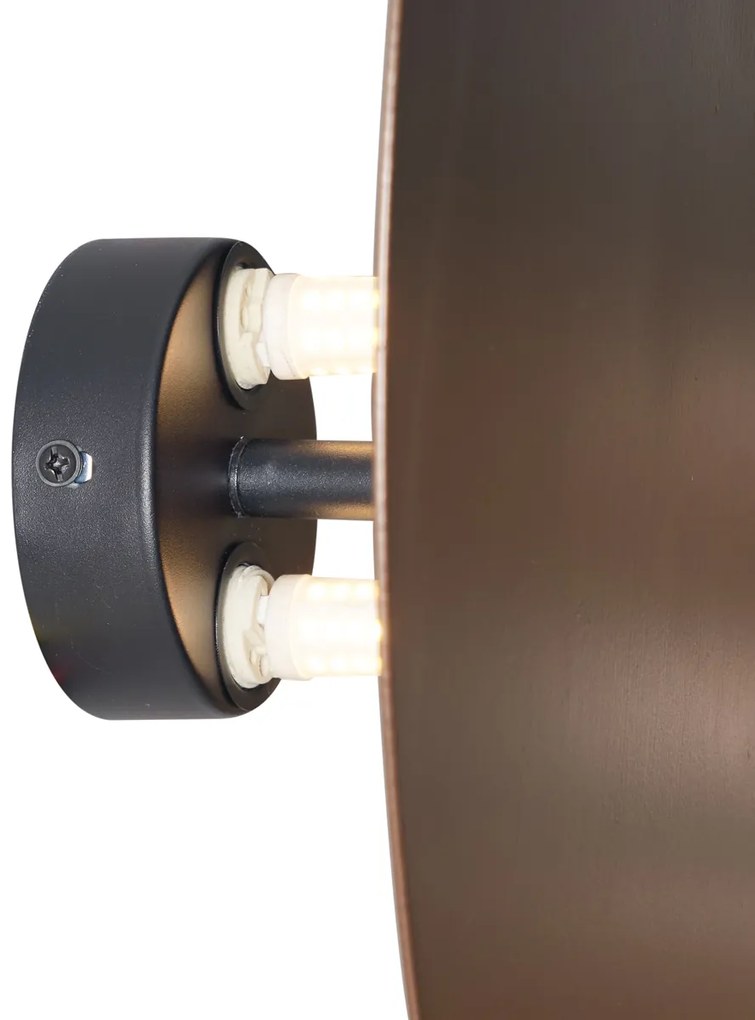 Designerski Kinkiet / Lampa scienna brązowy organiczny 32 cm 2-źródła światła - PulleyDesignerski Oswietlenie wewnetrzne