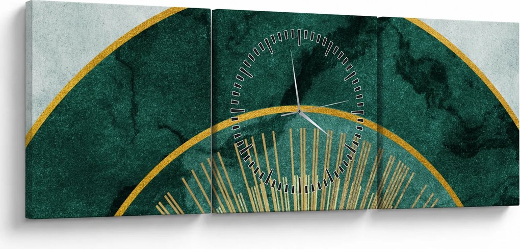 Obraz - Kształty ze złotą teksturą (z zegarem) (90x30 cm)