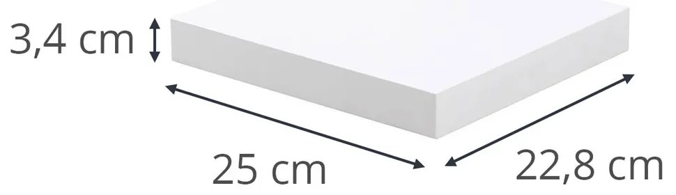 Półka wisząca na ścianę z MDF, dł. 25 cm