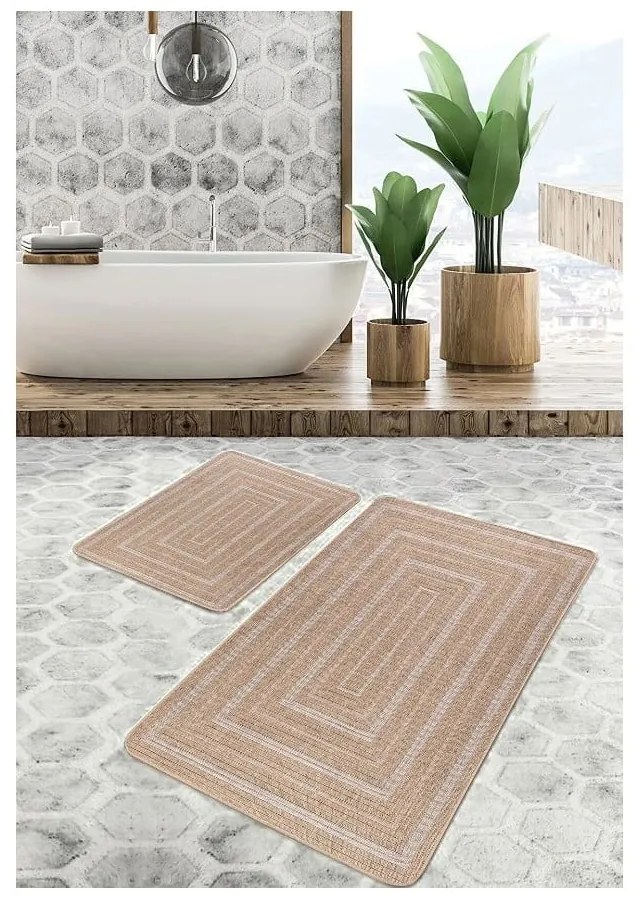 Brązowe dywaniki łazienkowe zestaw 2 szt. 60x100 cm – Mila Home