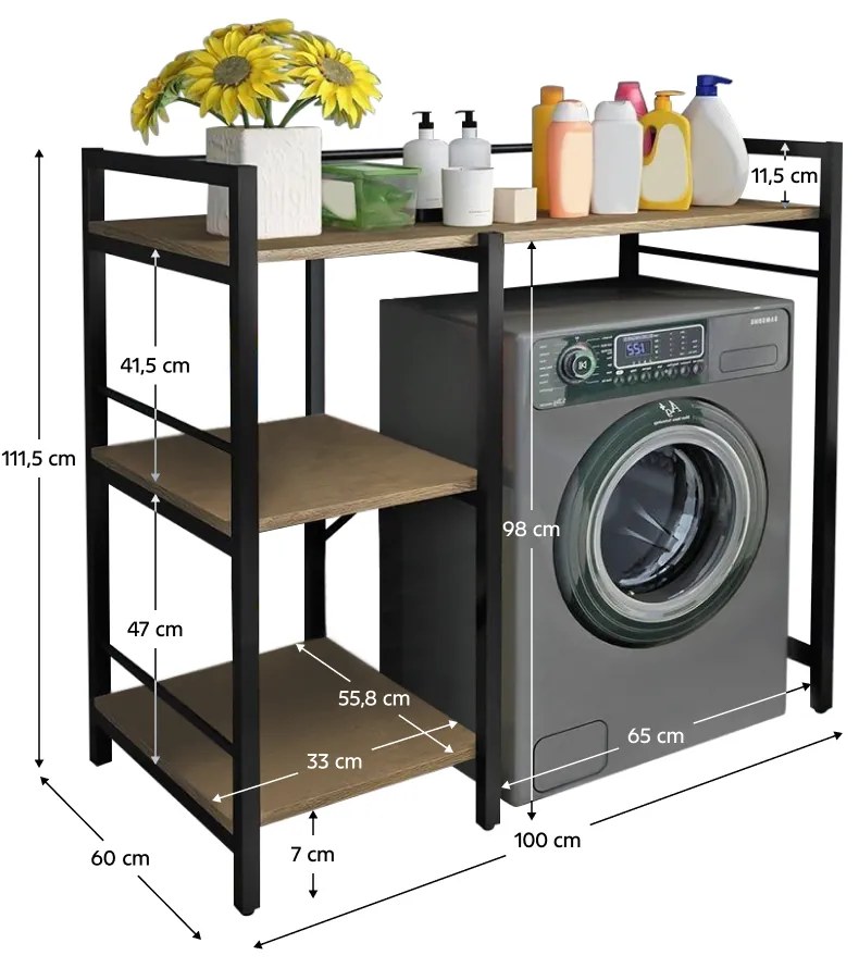 Regał nad pralką BARNET, dąb