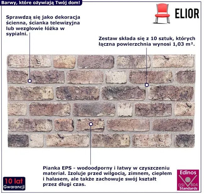 Ciemnobrązowe panele ścienne wzór cegły C3-B85