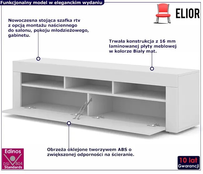 Biała szafka pod TV wisząca lub stojąca - Maveri