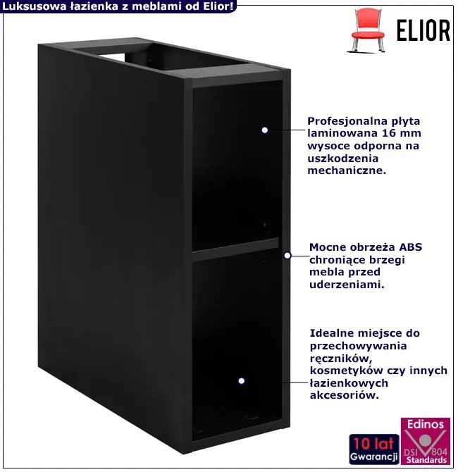 Czarna półka łazienkowa nowoczesna 20 cm Z3-F70