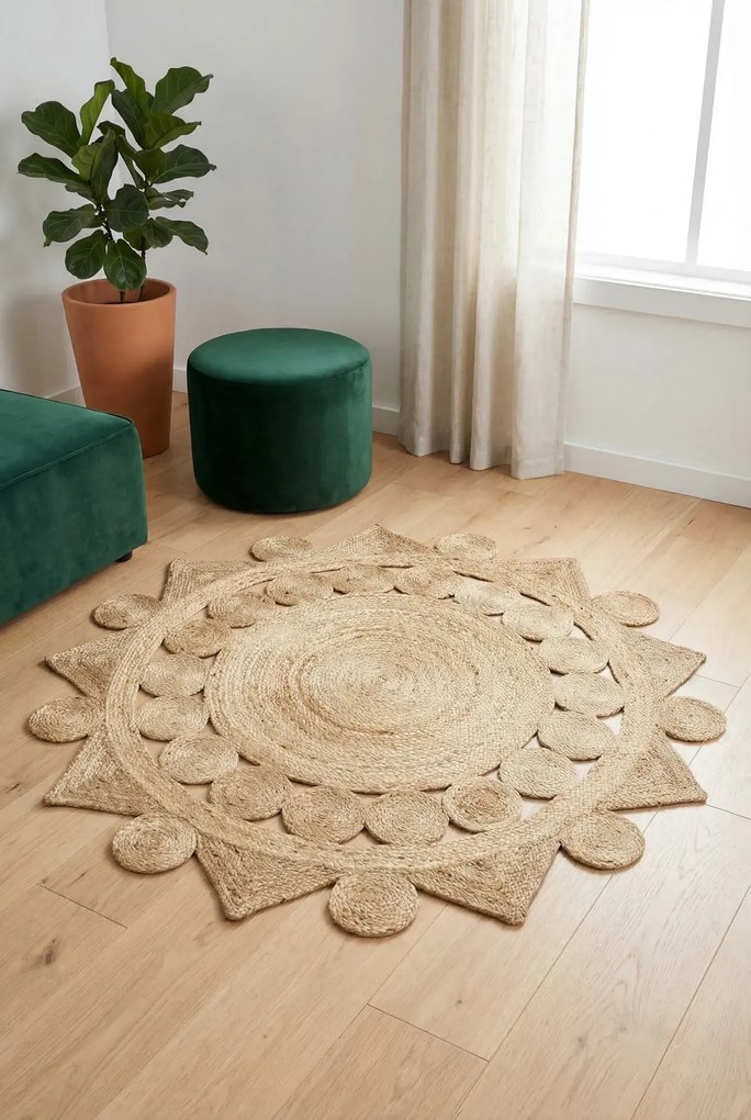 Dywan ręcznie wypleciony z juty 90 cm K6-H29