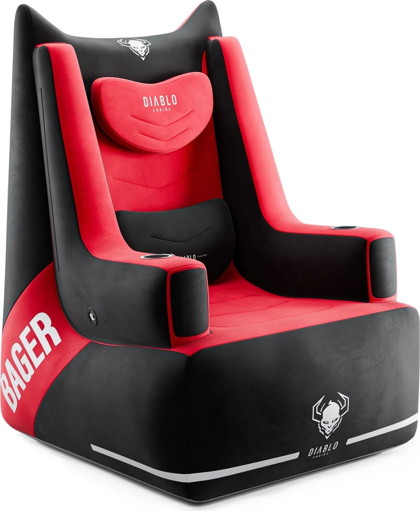 Dmuchany fotel do grania na konsoli Diablo Bager, kolor czarno-czerwony