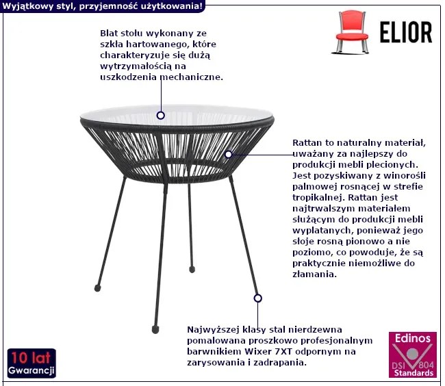 Stolik ogrodowy ze szklanym blatem - Rebbi