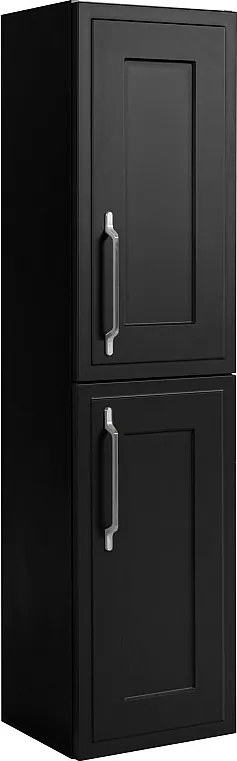 Szafka łazienkowa czarna, 35 x 136 x 27 cm, uchwyt srebrny