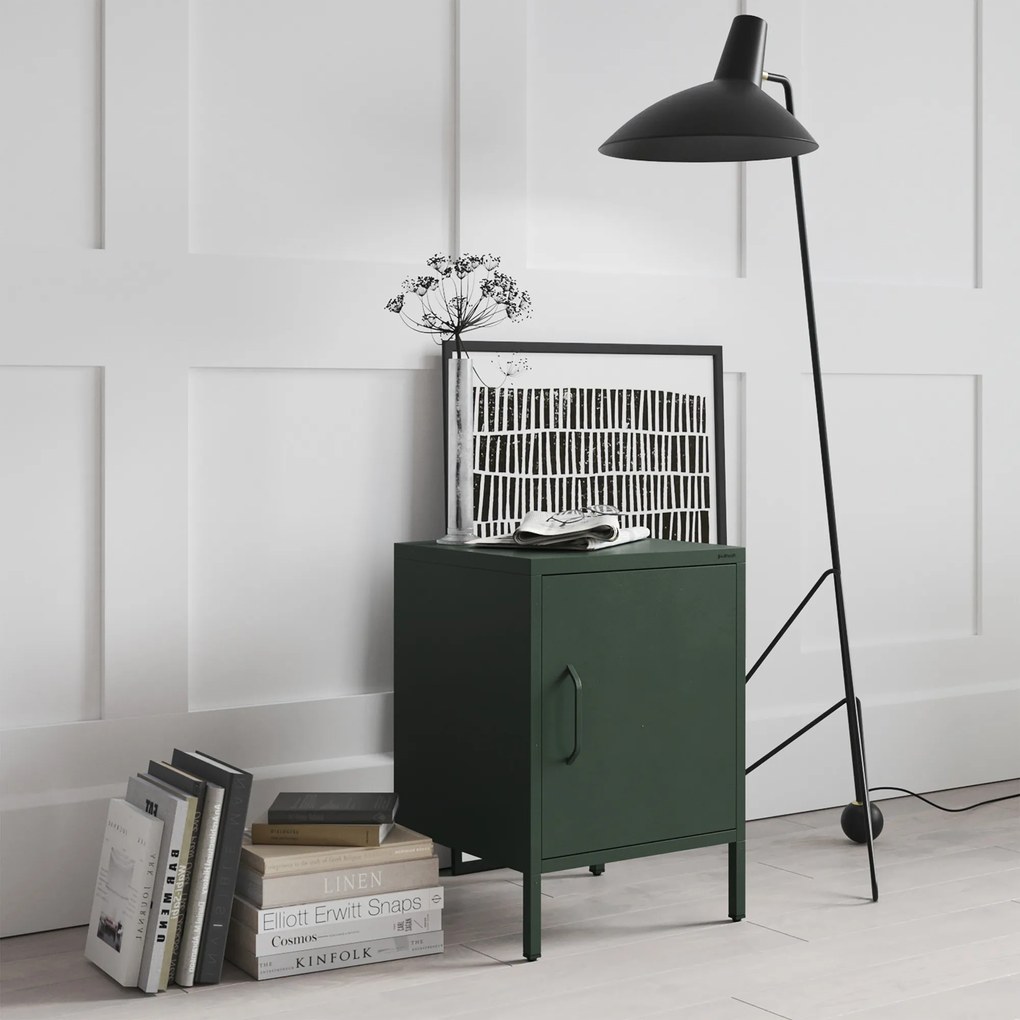 Szafka nocna metalowa butelkowa zieleń Modern MIA, 424 x 595 x 400 mm