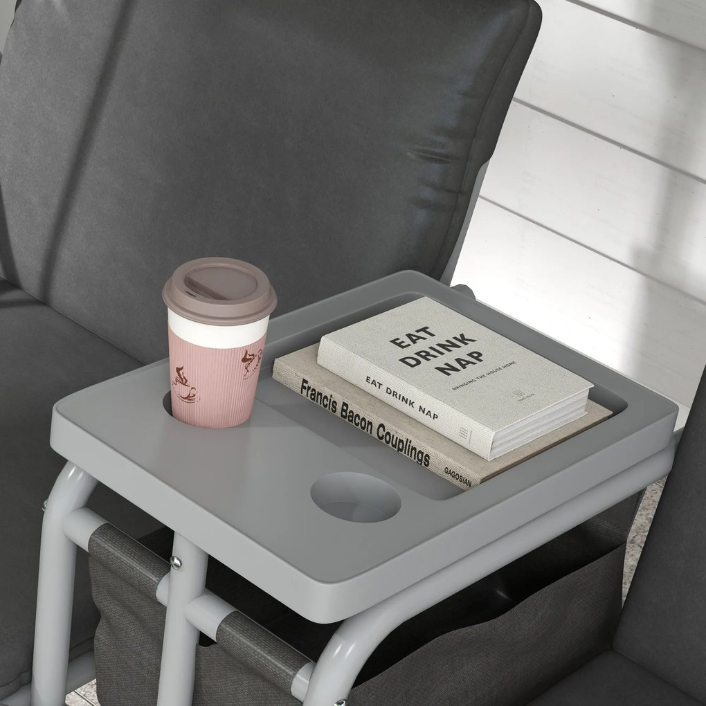 Outsunny Huśtawka Hollywood dla 2 osób z daszkiem i stolikiem, metalowa konstrukcja, do 180 kg, 175x110x165 cm, Czarny