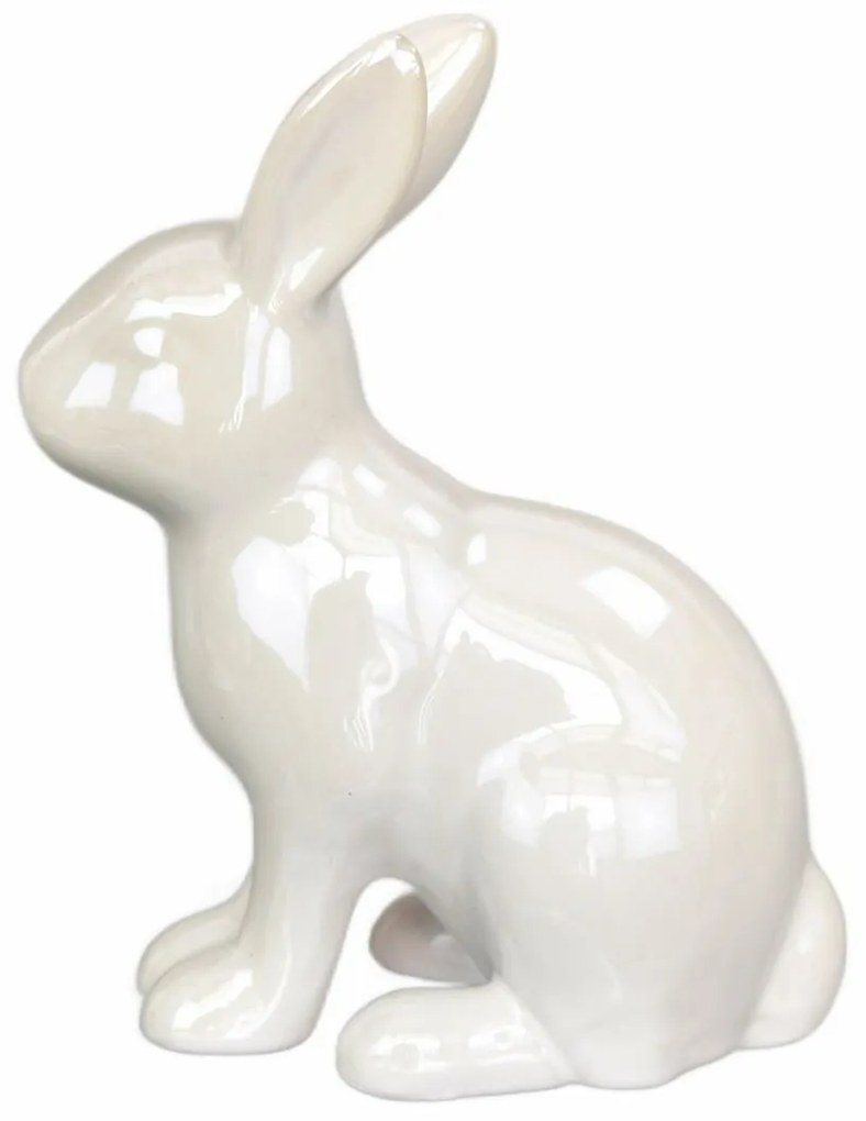 Dekoracje wielkanocne Biały zajączek, ceramika,10,2 x 13 x 5,2 cm