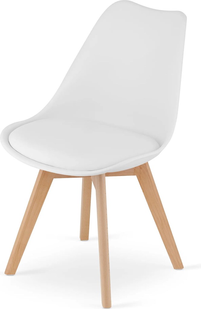 PROMOCJA Białe krzesło BALI MARK z bukowymi nogami II gatunek