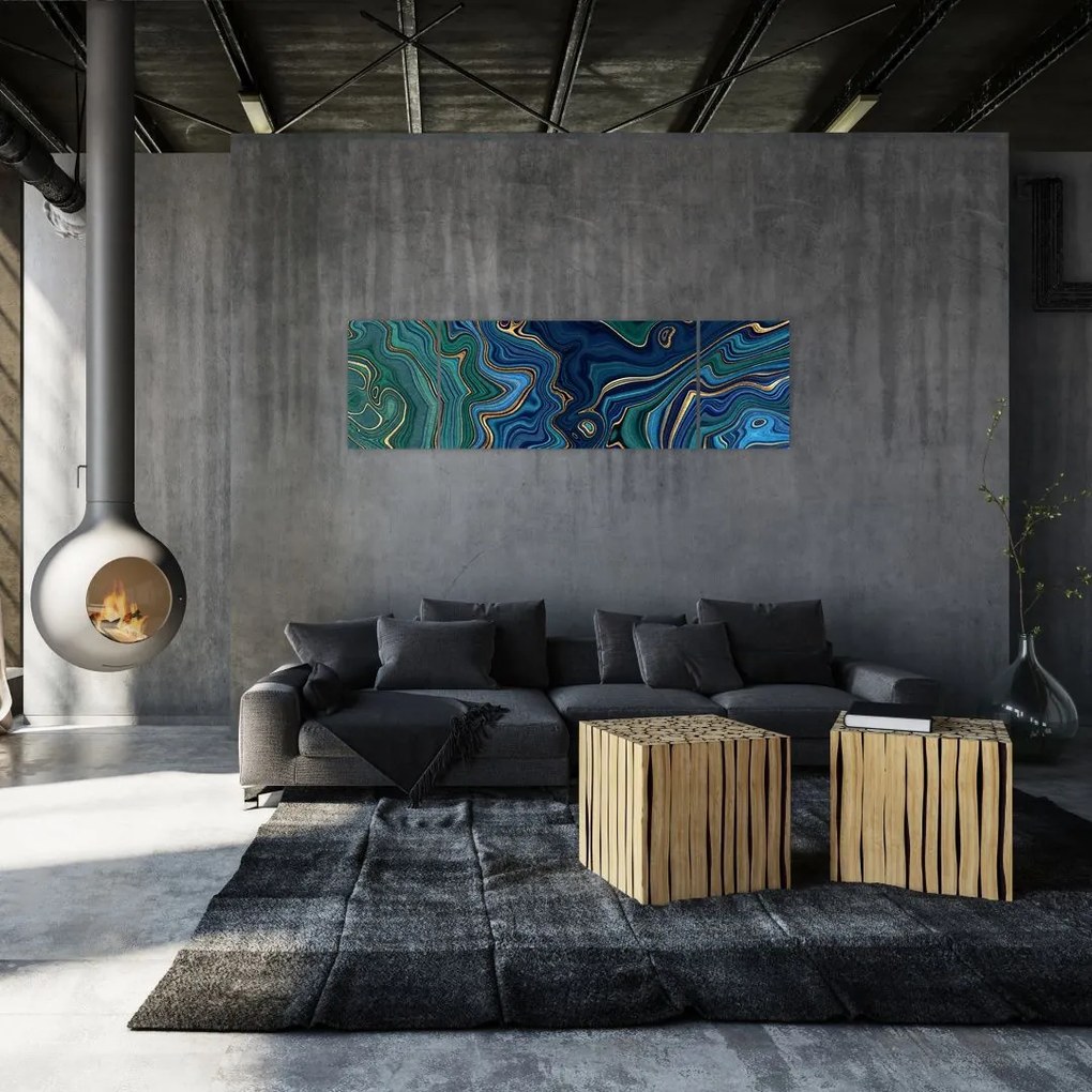 Obraz - Zielono - niebieski marmur (170x50 cm)