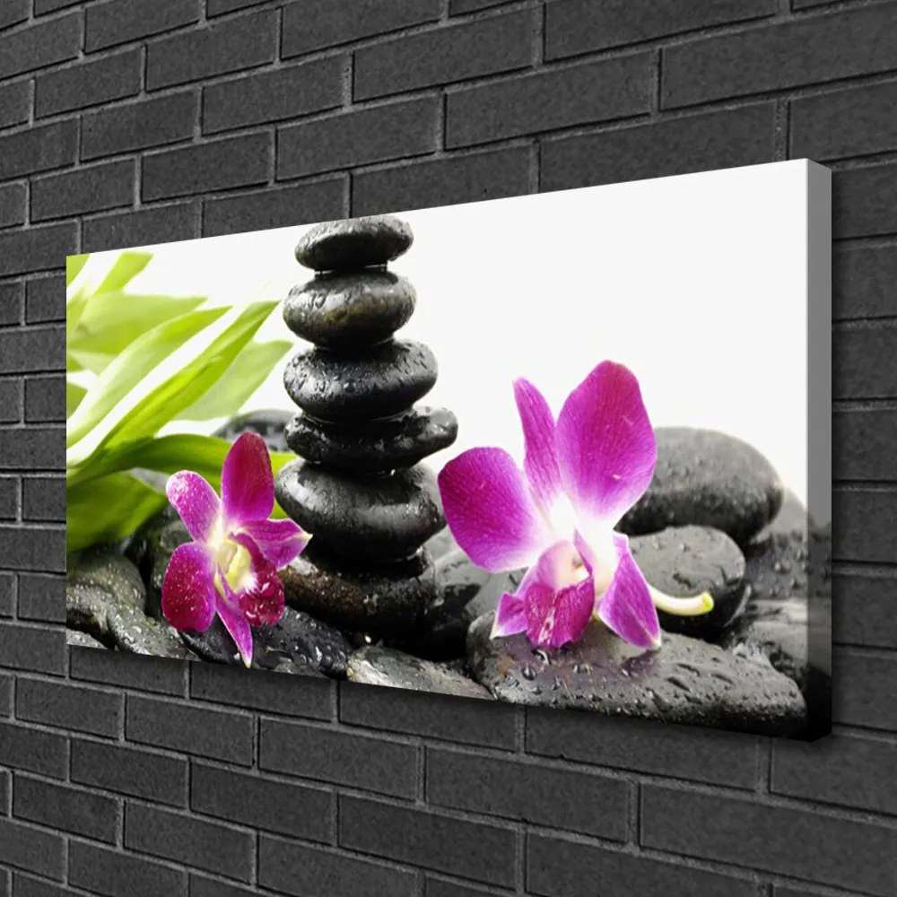 Obraz canvas na ścianę Równowaga: Orchidea i Kamienie Zen