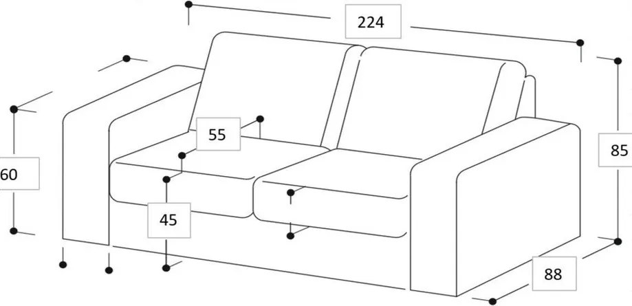 Koniakowa sofa z imitacji skóry 224 cm Copenhagen – Scandic