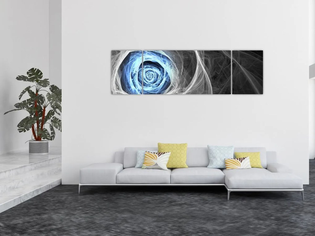Obraz - Abstrakcyjny niebieski róż (170x50 cm)