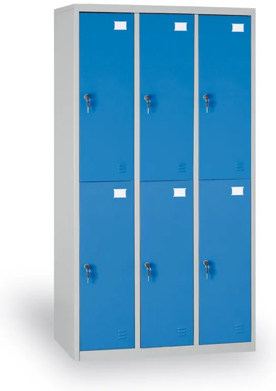 Szafka skrytkowa S2, 6 schowków, 1820 x 900 x 500 mm, demontaż, zamek cylindryczny, drzwi niebieskie
