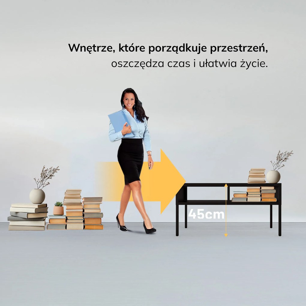 Stolik kawowy prostokątny czarny MATTEO 900 x 450 x 450 mm