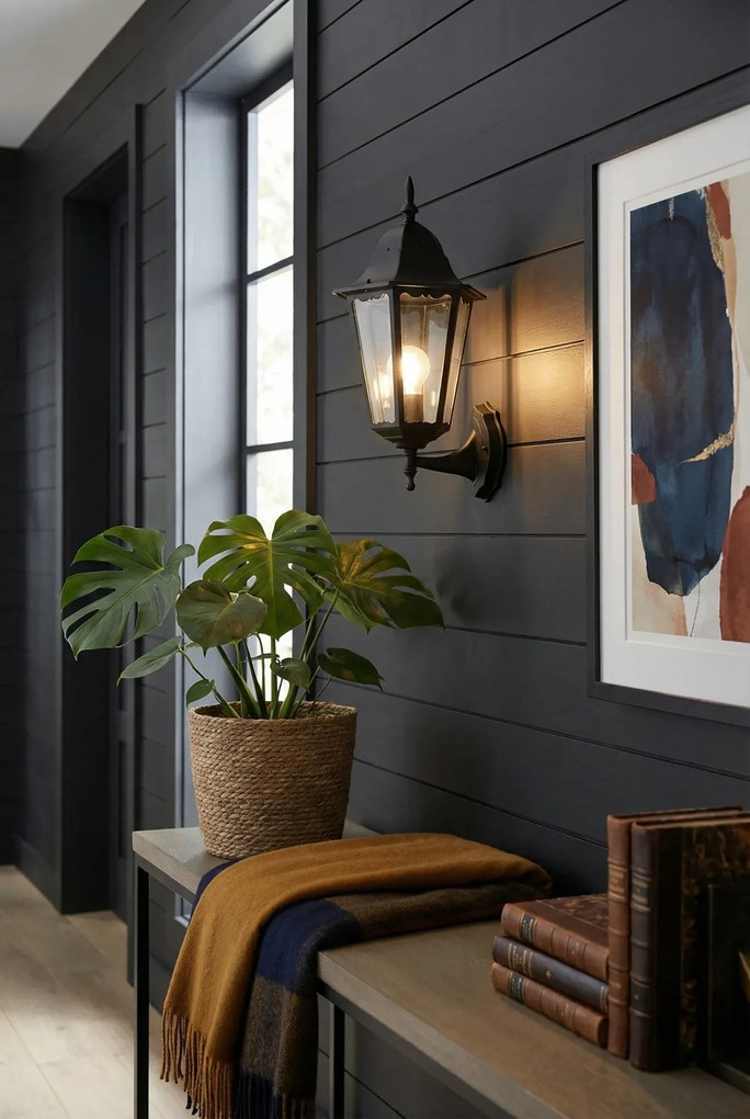 Czarna klasyczna lampa ścienna na dom - 4X S355 M0-H71