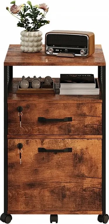 Szafka na kółkach kontenerek na dokumenty szufladami zamykana na kluczyk