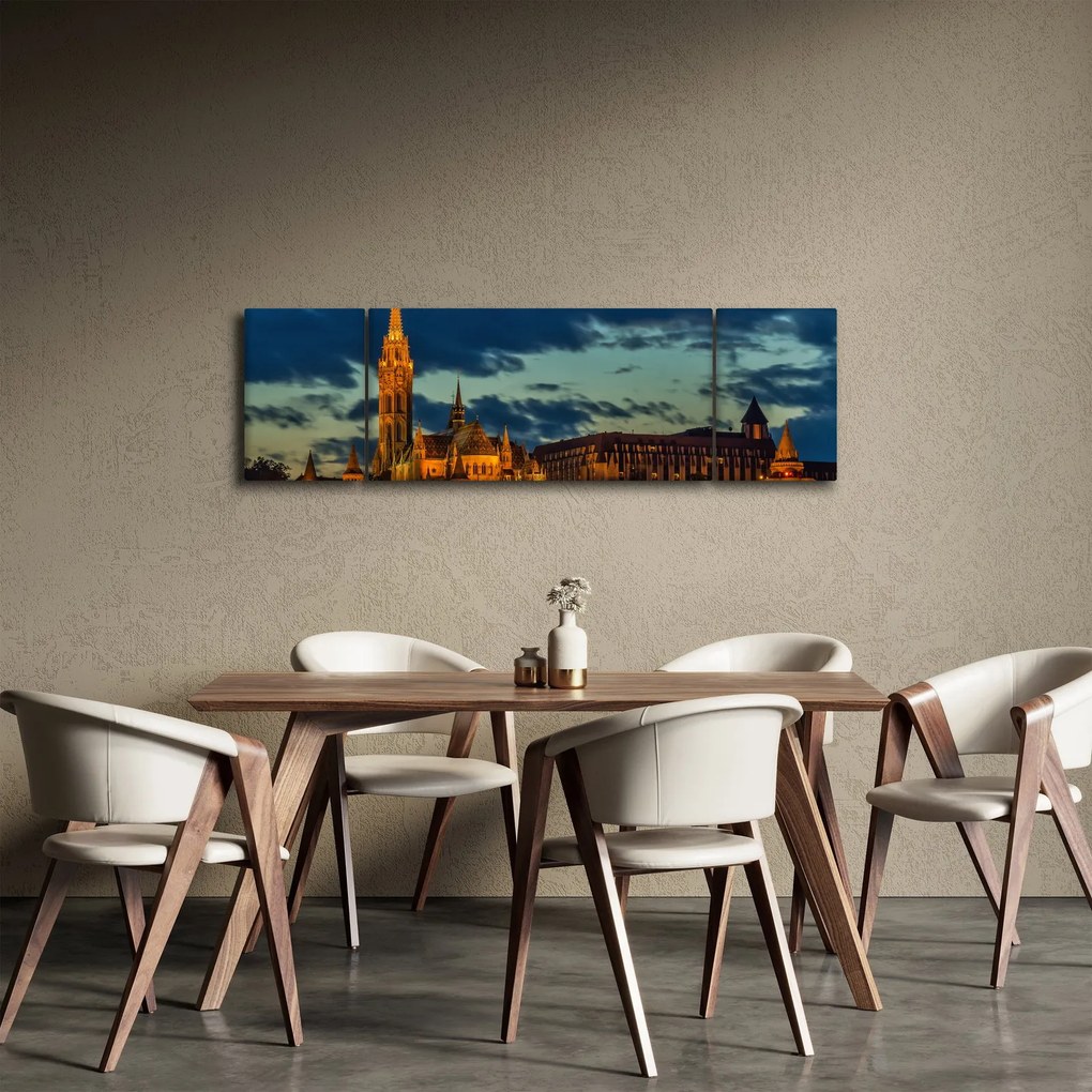 Obraz oświetlonego budynku (170x50 cm)