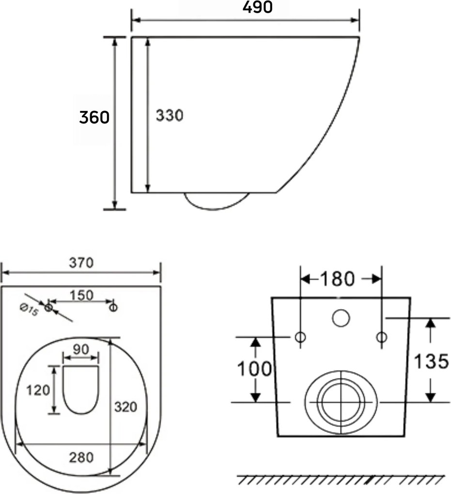 Miska WC wisząca bezkołnierzowa czarna matowa DECOS Black Matt MINI z deską wolnoopadającą typu Slim