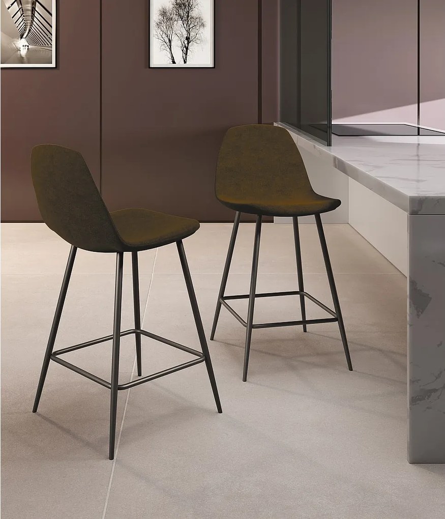 Brigitte - Brązowy stołek ze sztucznej skóry - Zestaw 2 szt.