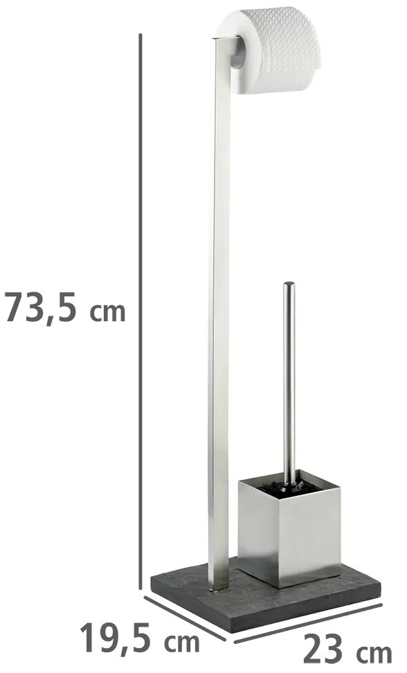 Stojak na papier toaletowy i szczotkę do WC, SLATE ROCK - 2 w 1, WENKO