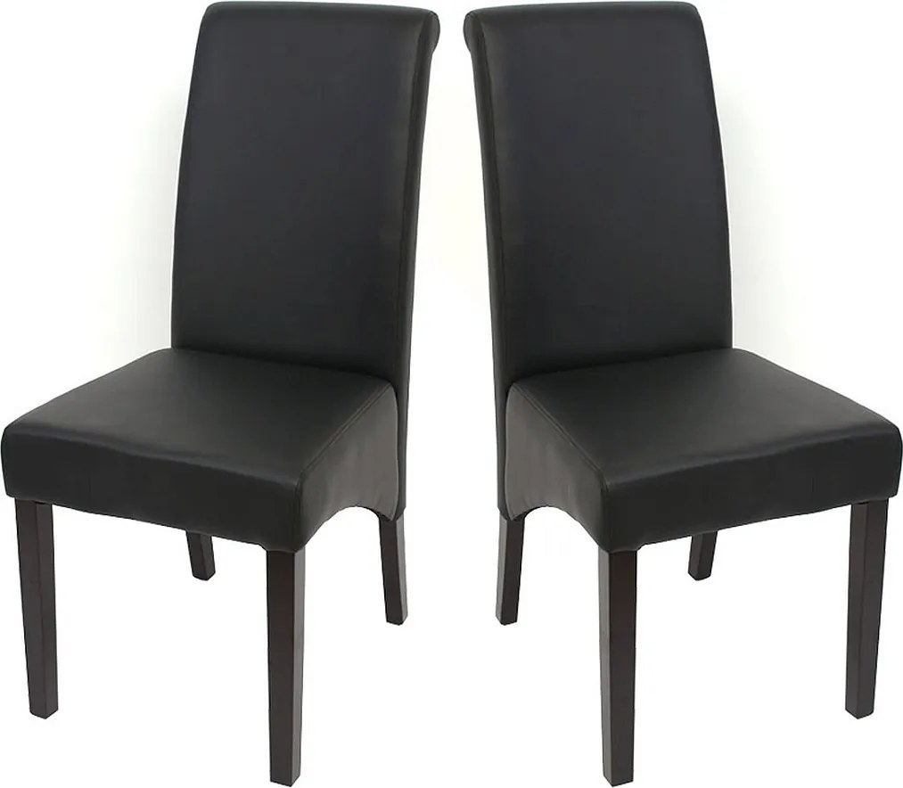 Krzesło do jadalni Cesena (zestaw 2 sztuk),  sztuczna skóra matowa, czarny, ciemne nóżki