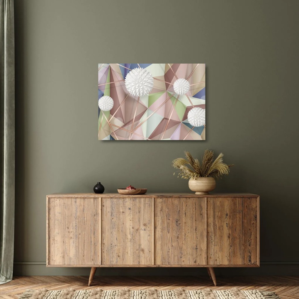Obraz na szkle - Abstrakcja 3D w pastelowych kolorach (70x50 cm)