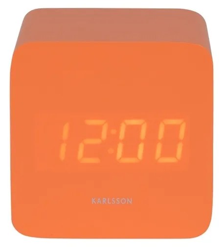 Karlsson 5982OR designerski zegar LED z budzikiem,pomarańczowy, 7 cm