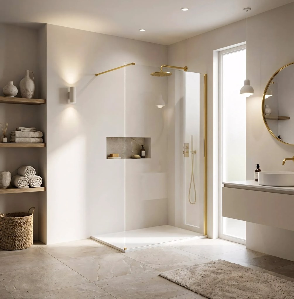 Kabina prysznicowa Walk-In Rea Flexi Transparent / Gold 90