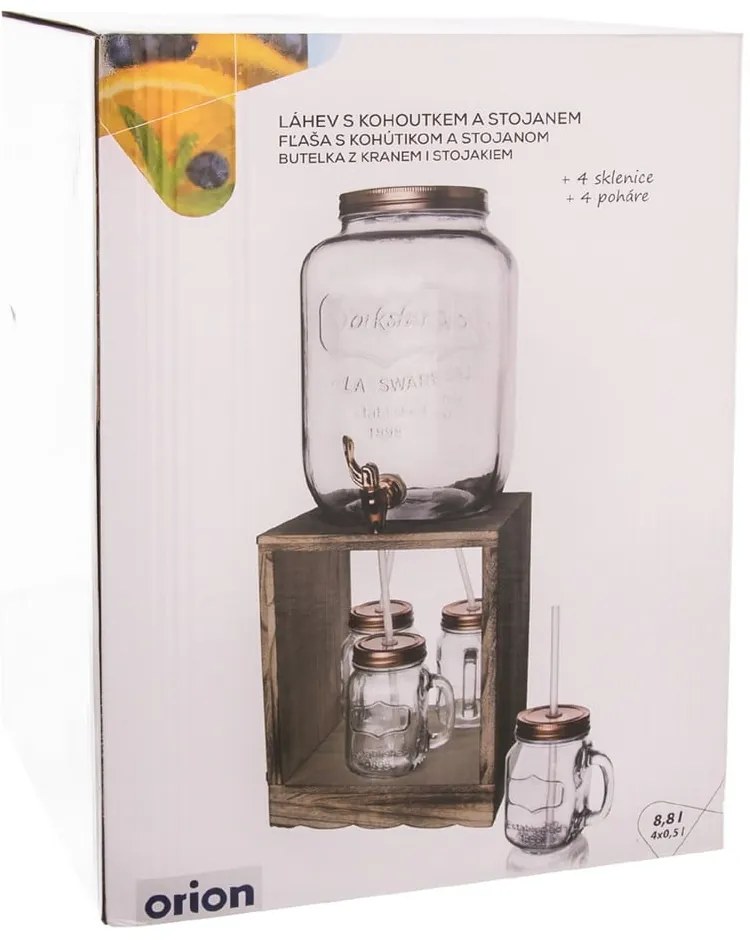 Słój na lemoniadę ze szklankami 8,8 l – Orion