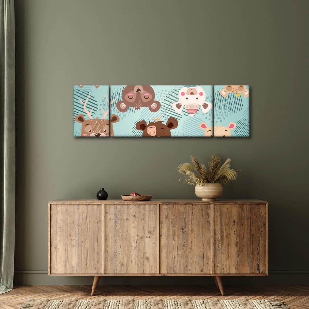Obraz - Wesołe niedźwiadki (170x50 cm)